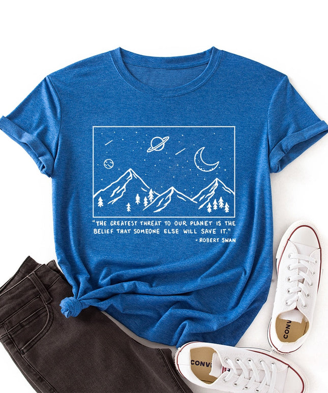 Damski T-shirt z nadrukiem z motywem nocnego nieba