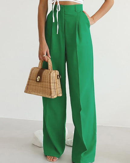 Damskie spodnie eleganckie chinosy z szerokimi nogawkami