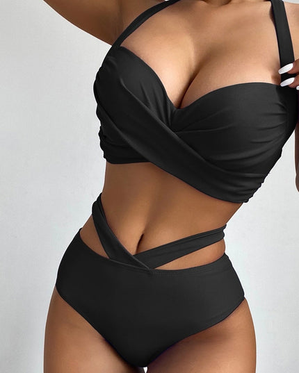 Damski dwuczęściowy strój kąpielowy bikini z głębokim dekoltem