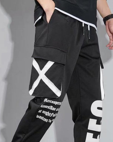 Męskie spodnie cargo z ozdobną klamrą