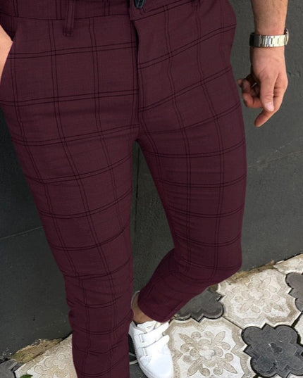 Męskie spodnie chinosy w kratkę