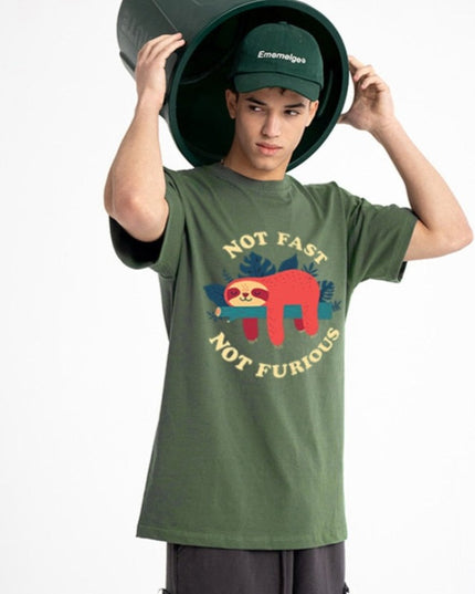 Męski T-shirt z napisem "NOT FAST NOT FURIOUS"