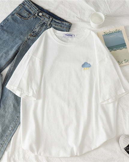 Damski T-Shirt oversize z naszywką