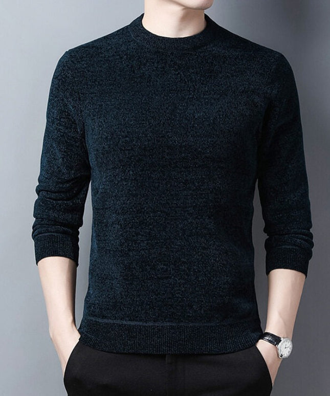 Męski sweter z dekoltem w łódkę z melanżowego materiału