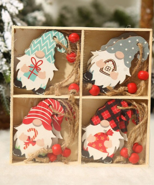 Świąteczne ozdoby wiszące w kształcie skrzatów z kolorowymi czapeczkami