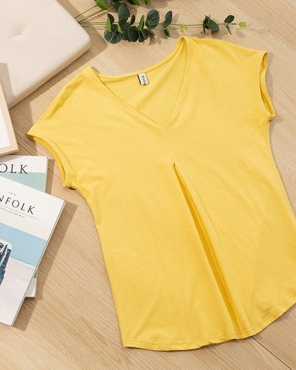 Damski T-shirt z dekoltem V o luźnym kroju