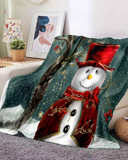 Koc świąteczny zimowy z nadrukiem bałwanka