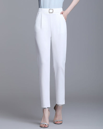 Damskie spodnie chinosy z eleganckim paskiem