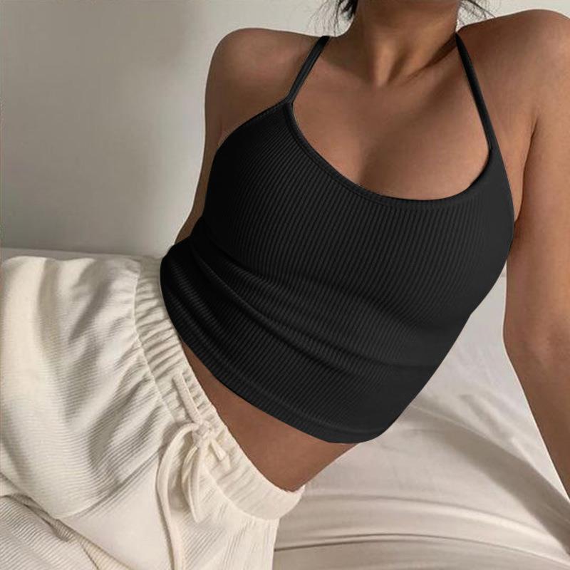 Damski crop top na ramiączkach w prążki