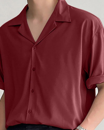 Męska koszula letnia jednolita z gładkiego materiału