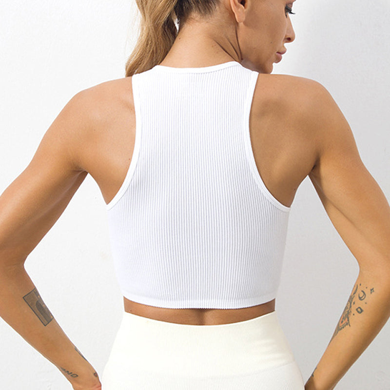 Damski top crop z prążkowanego materiału