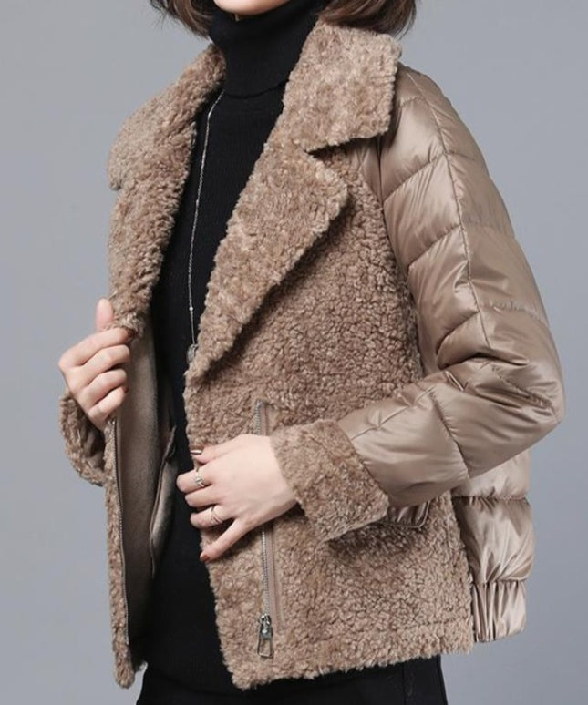 Damska kurtka zimowa z kożuszkiem