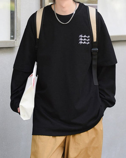 Męska koszulka z długim rękawem dwuczęściowa o luźnym kroju