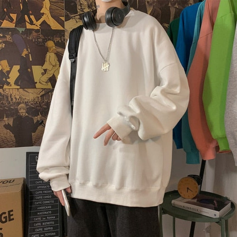 Męska bluza oversize bez kaptura w pastelowych kolorach