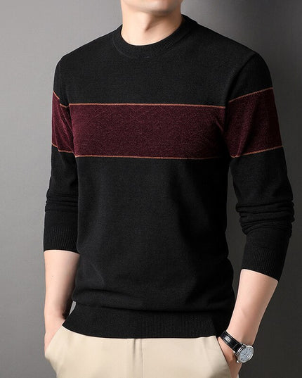 Męski sweter z dekoltem w łódkę dwukolorowy