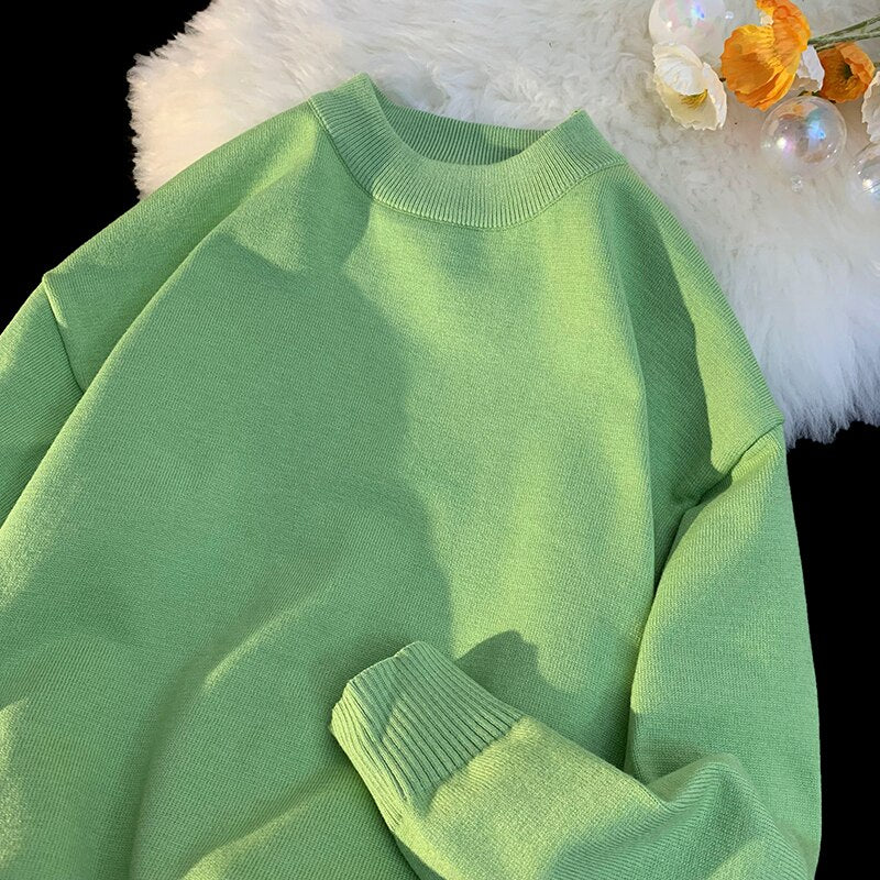 Męski sweter prążkowany z dekoltem w łódkę o kroju oversize