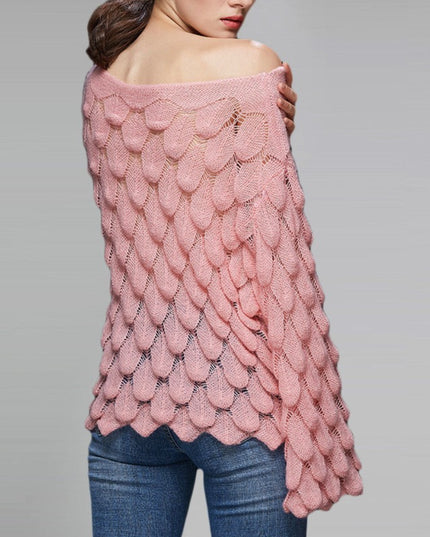 Damski sweter dziergany na jedno ramię