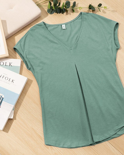 Damski T-shirt z dekoltem V o luźnym kroju