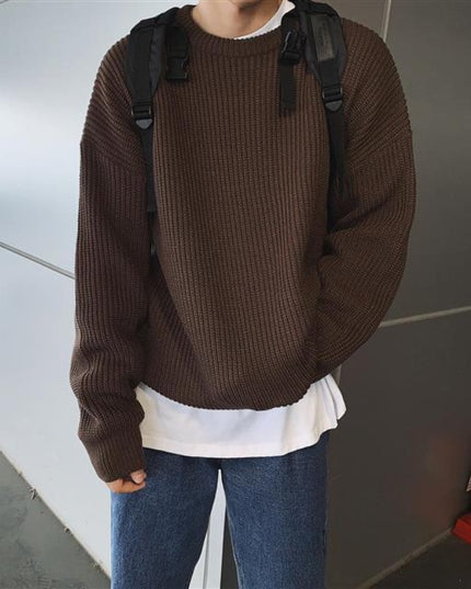 Męski sweter z dekoltem w łódkę o kroju oversize