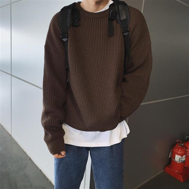 Męski sweter z dekoltem w łódkę o kroju oversize