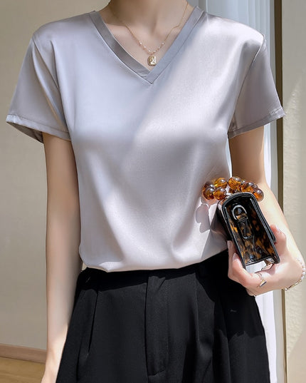 Damski T-shirt z satynowej tkaniny