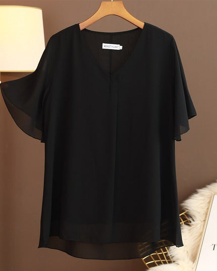 Damski T-shirt elegancki ze zwiewnego materiału