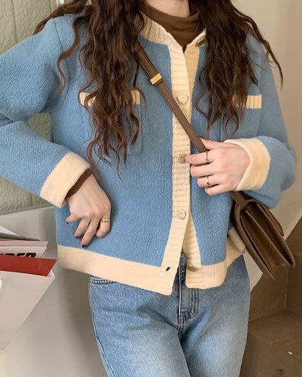 Damski sweter typu kardigan z kieszonkami