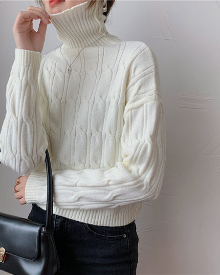 Damski sweter teksturowany z golfem