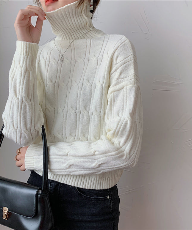 Damski sweter teksturowany z golfem