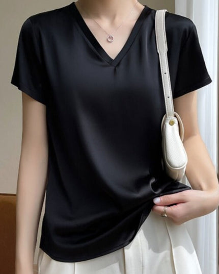 Damski T-shirt z satynowej tkaniny