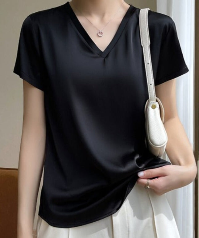 Damski T-shirt z satynowej tkaniny