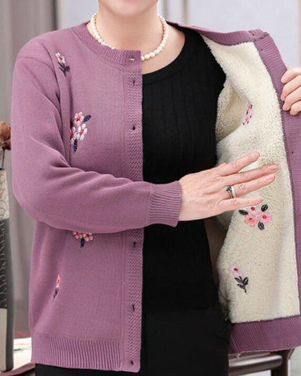 Damski sweter typu kardigan w kwiaty