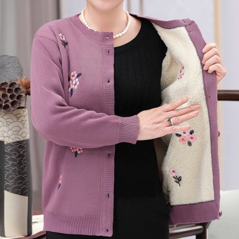 Damski sweter typu kardigan w kwiaty