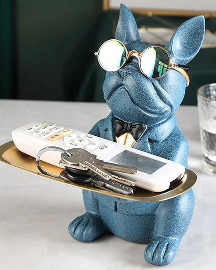 Figurka funkcjonalna buldog francuski z dużą tacą