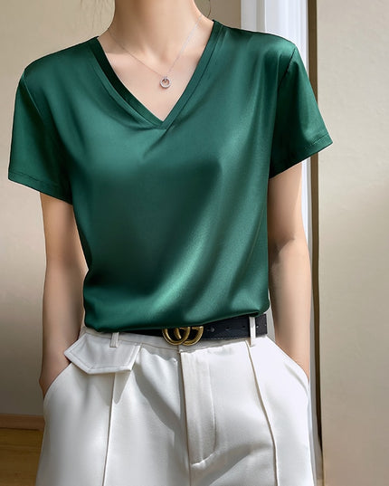 Damski T-shirt z satynowej tkaniny