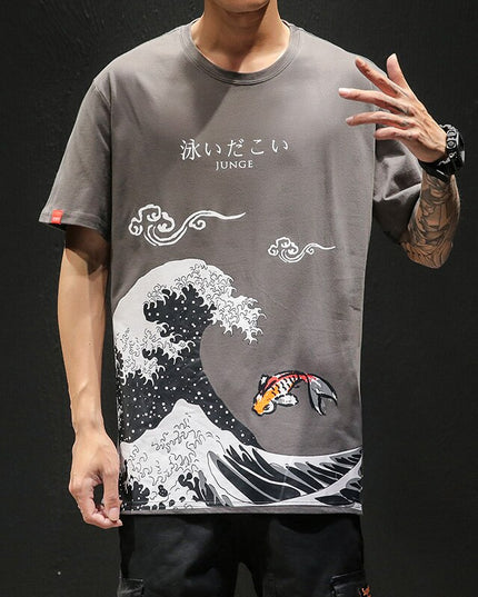 Męski T-shirt z motywem fali