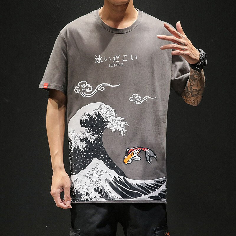 Męski T-shirt z motywem fali