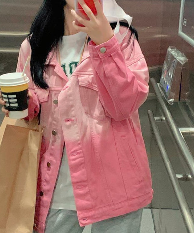 Damska kurtka jeansowa klasyczna oversize dwukolorowa