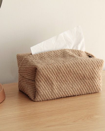 Pudełko na chusteczki tkane w brązowym kolorze
