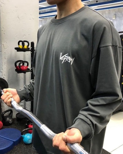 Męska koszulka z długim rękawem sportowa z napisem