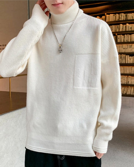 Męski sweter prążkowany typu golf