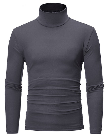 Męska koszulka z długim rękawem dopasowana z golfem