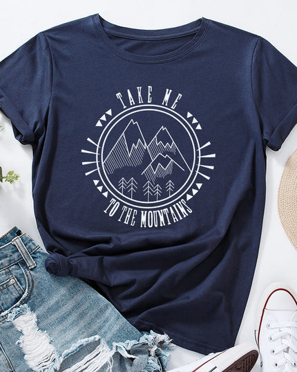 Damski T-shirt z nadrukiem z motywem gór