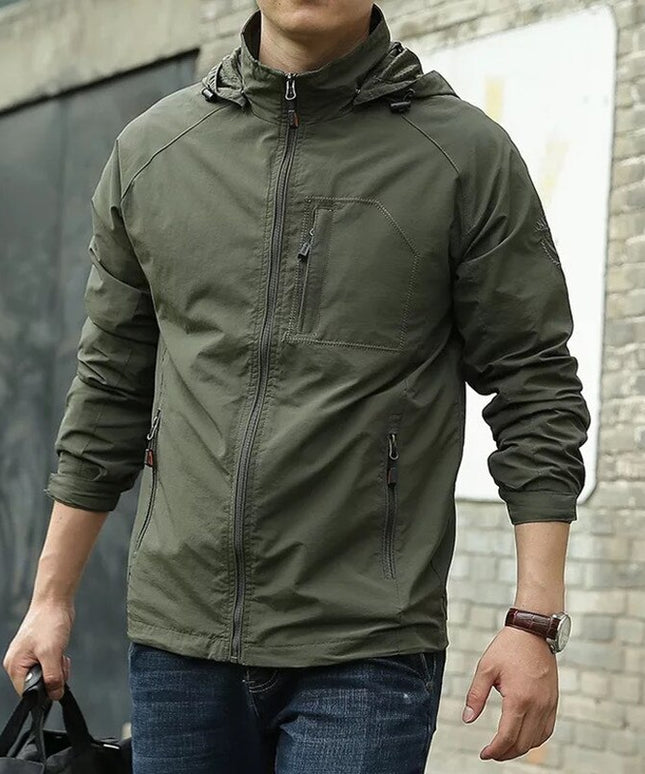 Męska kurtka przejściowa klasyczna z kapturem