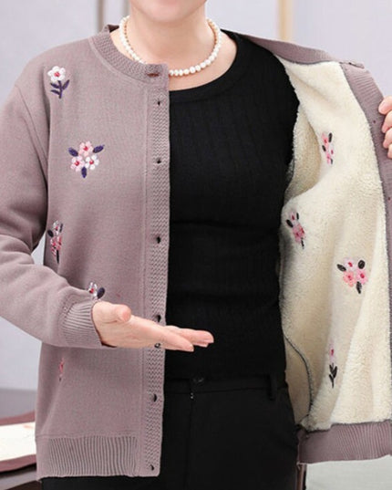 Damski sweter typu kardigan w kwiaty