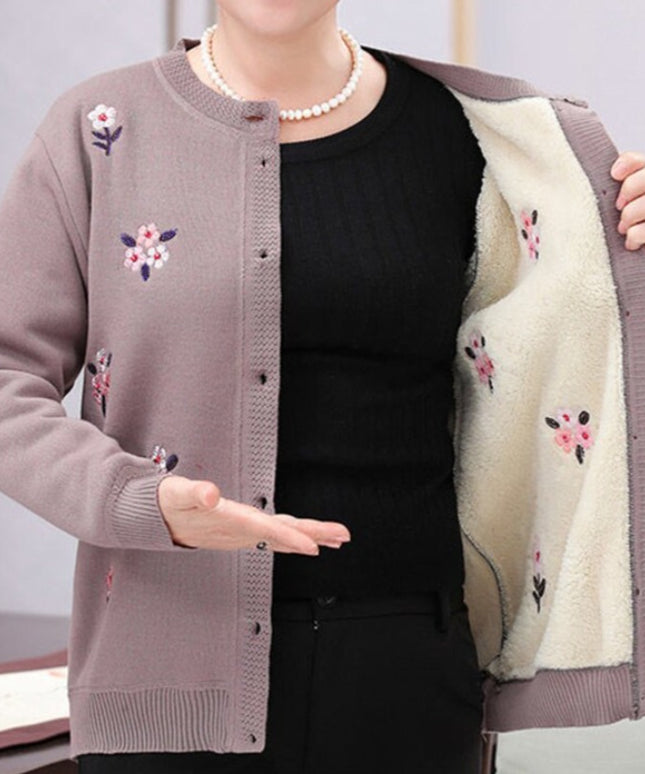 Damski sweter typu kardigan w kwiaty