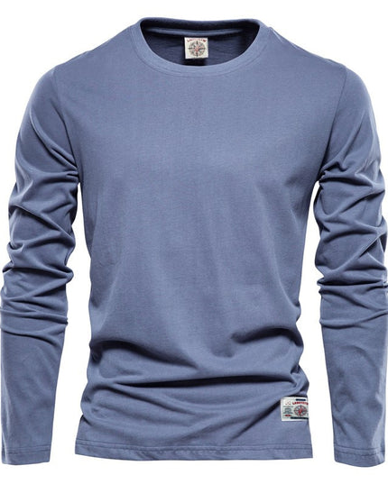 Męska koszulka z długim rękawem klasyczna z okrągłym dekoltem