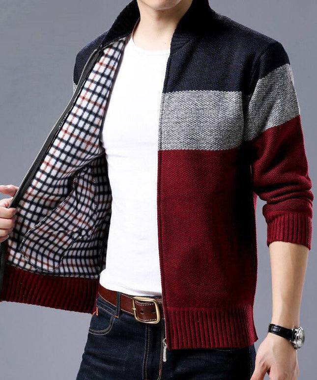 Męski sweter rozpinany trzykolorowy