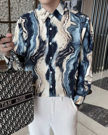 Męska koszula o luźnym kroju w abstrakcyjne wzory