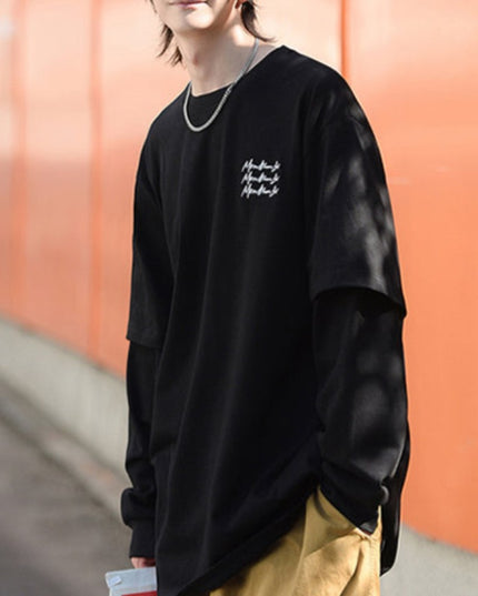 Męska koszulka z długim rękawem dwuczęściowa o luźnym kroju